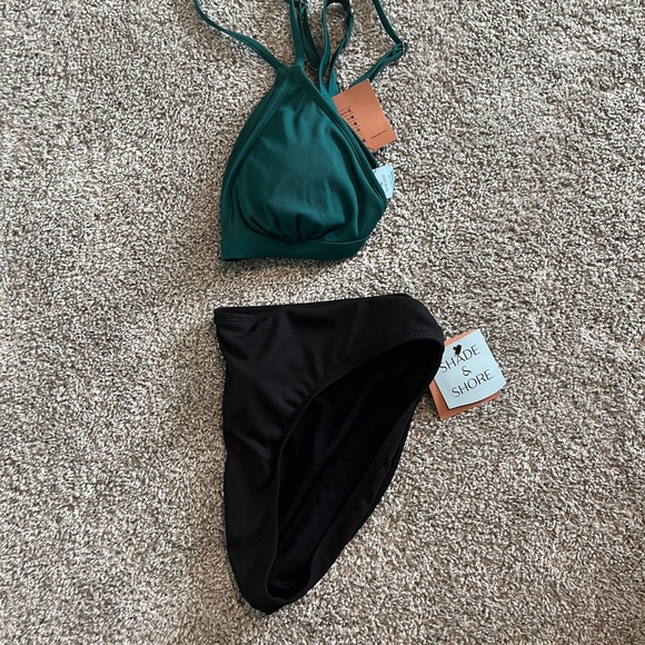 Shade & Shore Other - Shade & Shore Green and Black Bikini Set